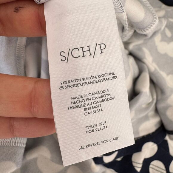 CAbi The Perfect Wrap Dress Blue White Polka Dot Size Small Short Sleeve Maxi - Picture 9 of 10